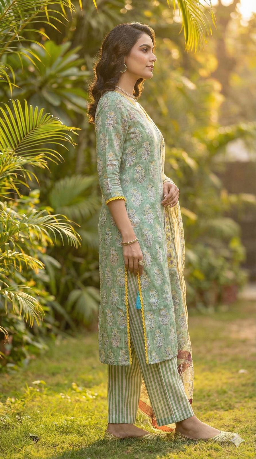 Women Kota Doria Kurta Set