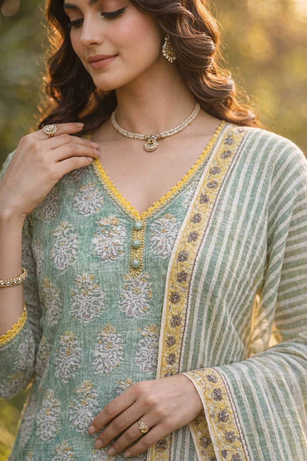 Women Kota Doria Kurta Set