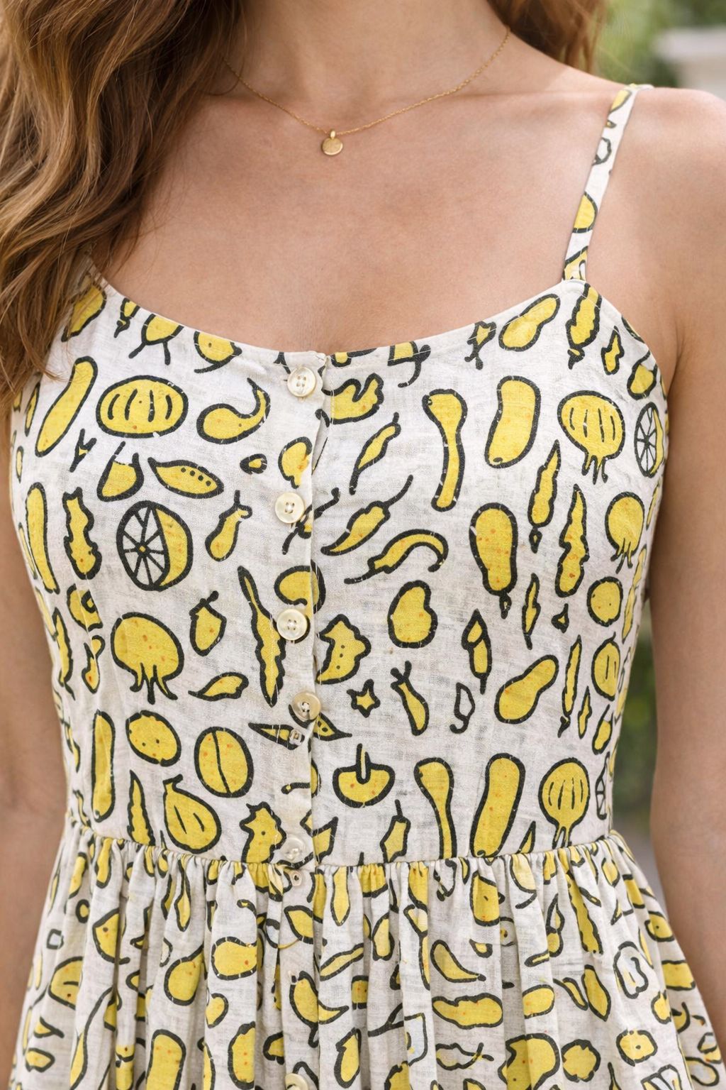 Women Yellow Cotton Sleevless Dress