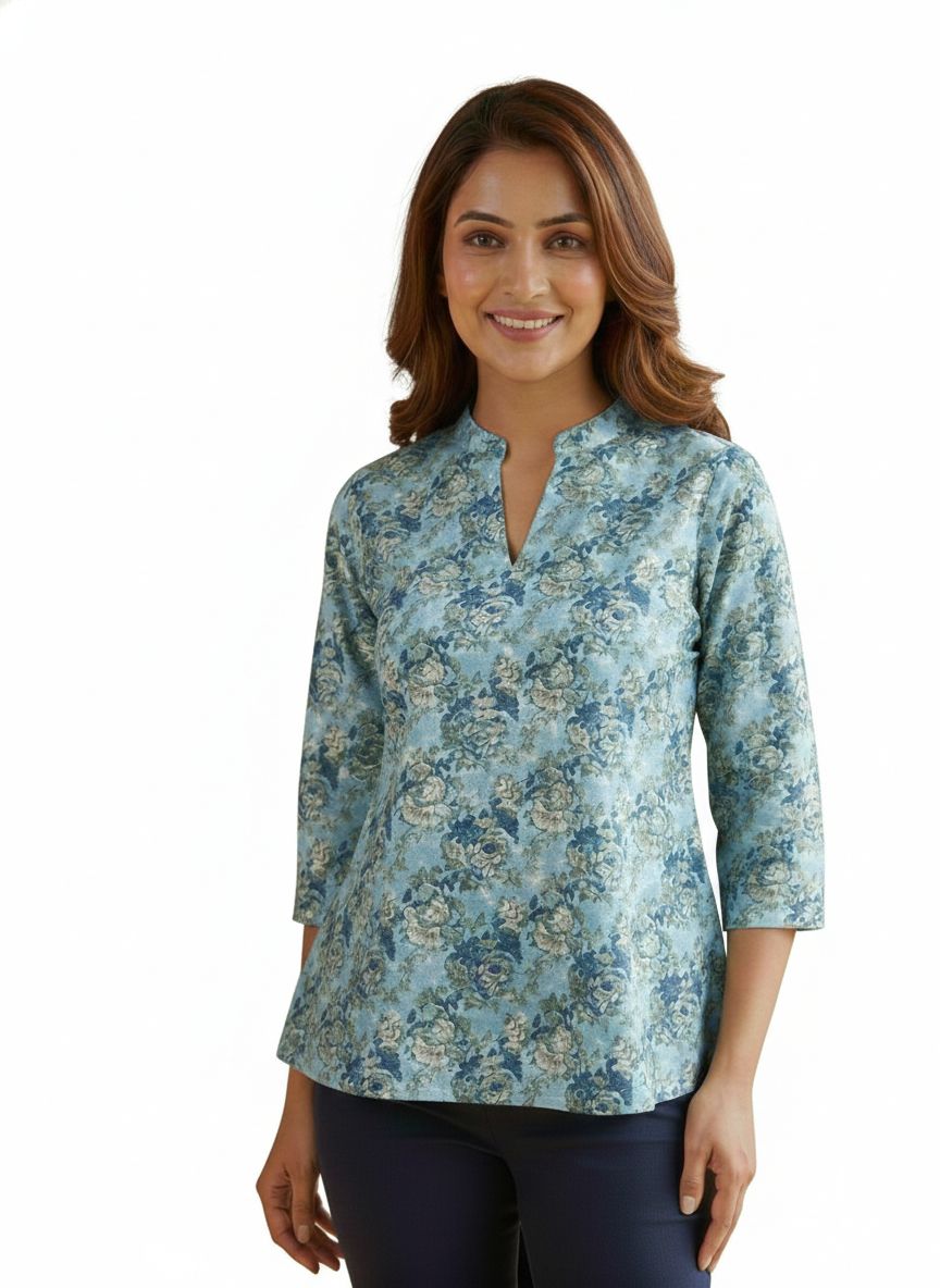 Women Indigo Cotton Top