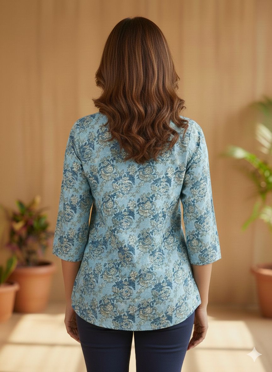 Women Indigo Cotton Top
