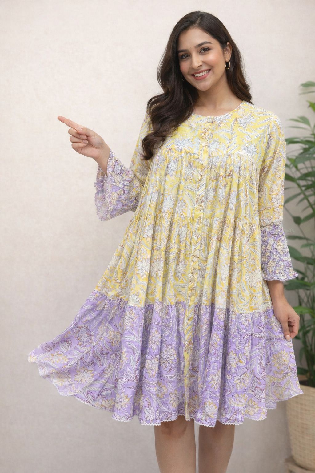 Women Yellow Cotton dress