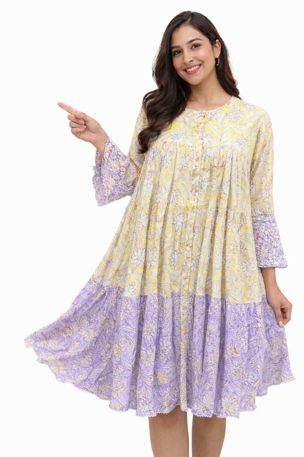 Women Yellow Cotton dress