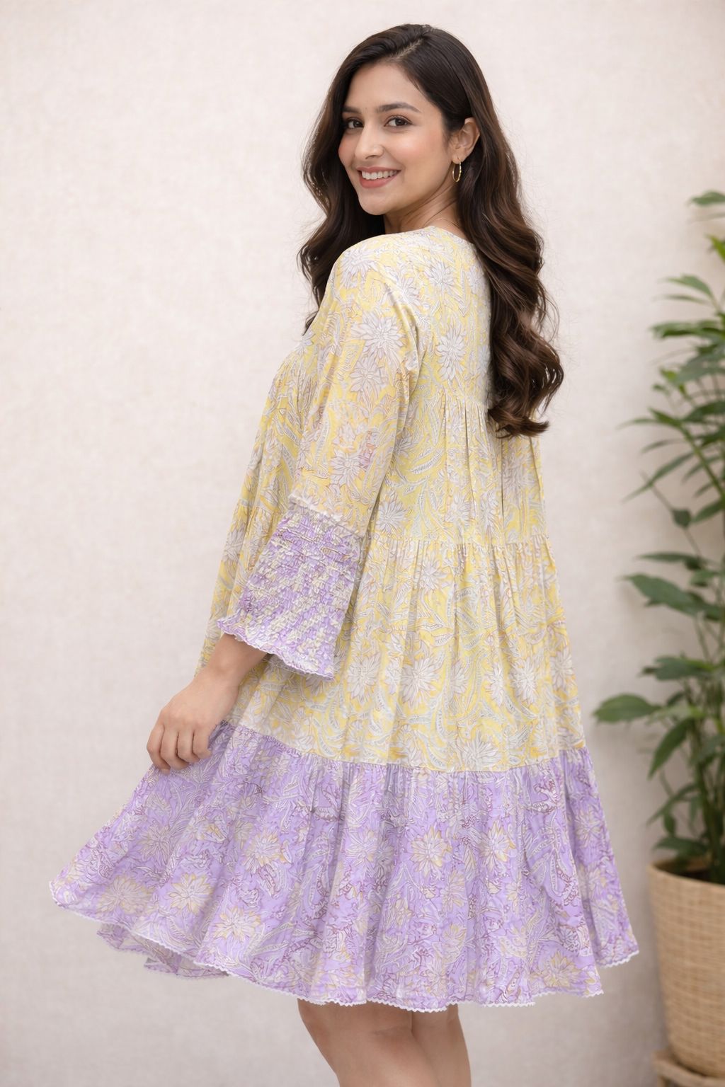 Women Yellow Cotton dress