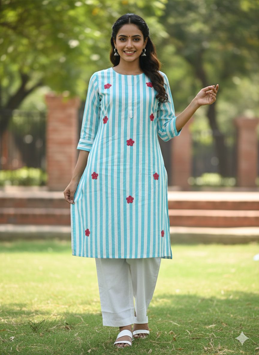 Women Blue Cotton