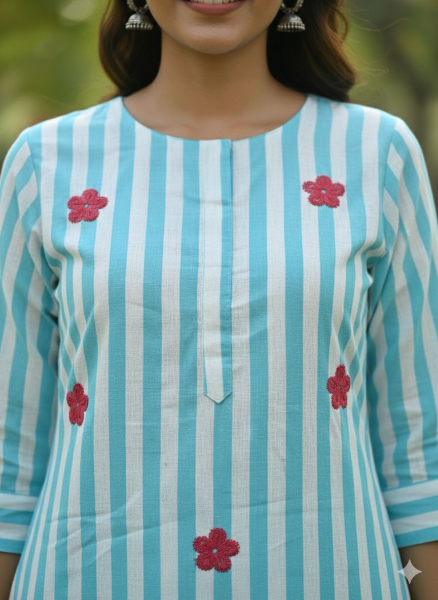 Women Blue Cotton
