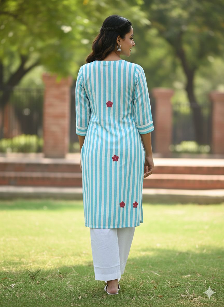Women Blue Cotton