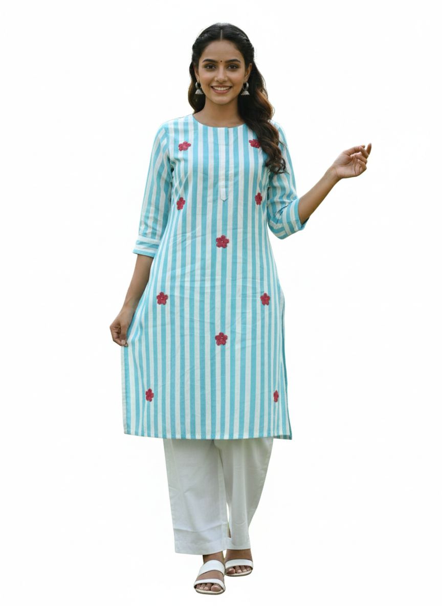 Women Blue Cotton