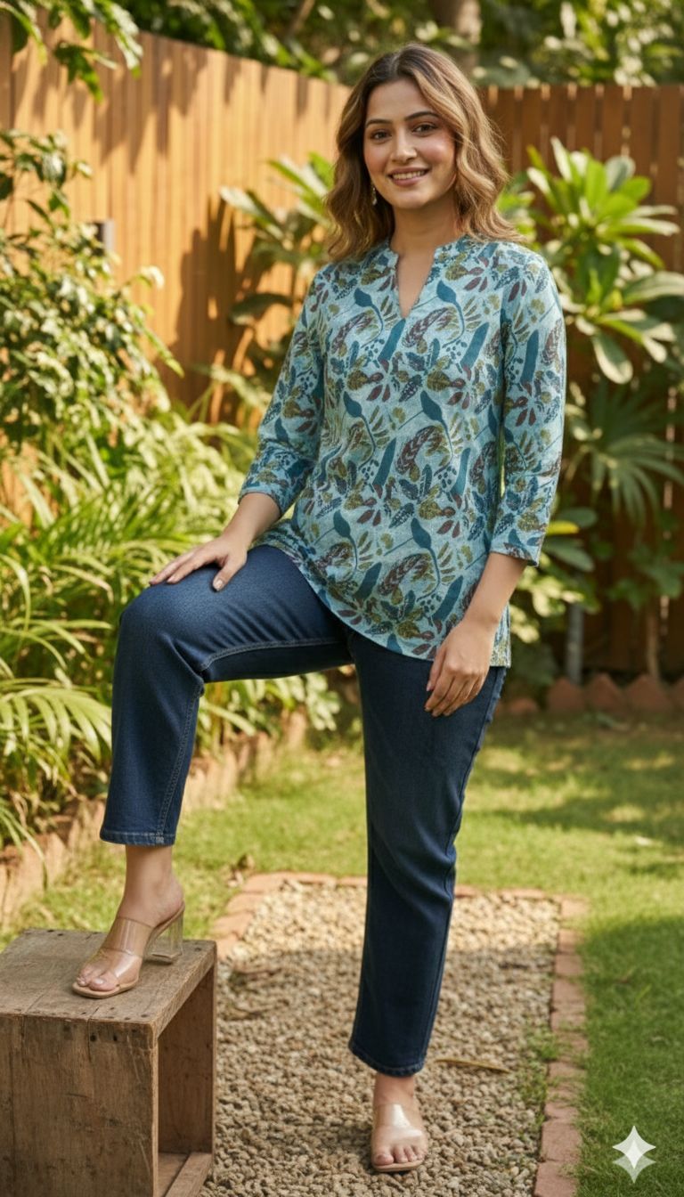 Women Indigo Cotton Top