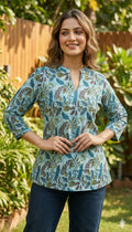 Women Indigo Cotton Top