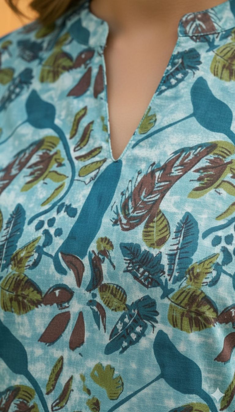 Women Indigo Cotton Top