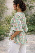 Womens Kaftan Sage Green Floral Print