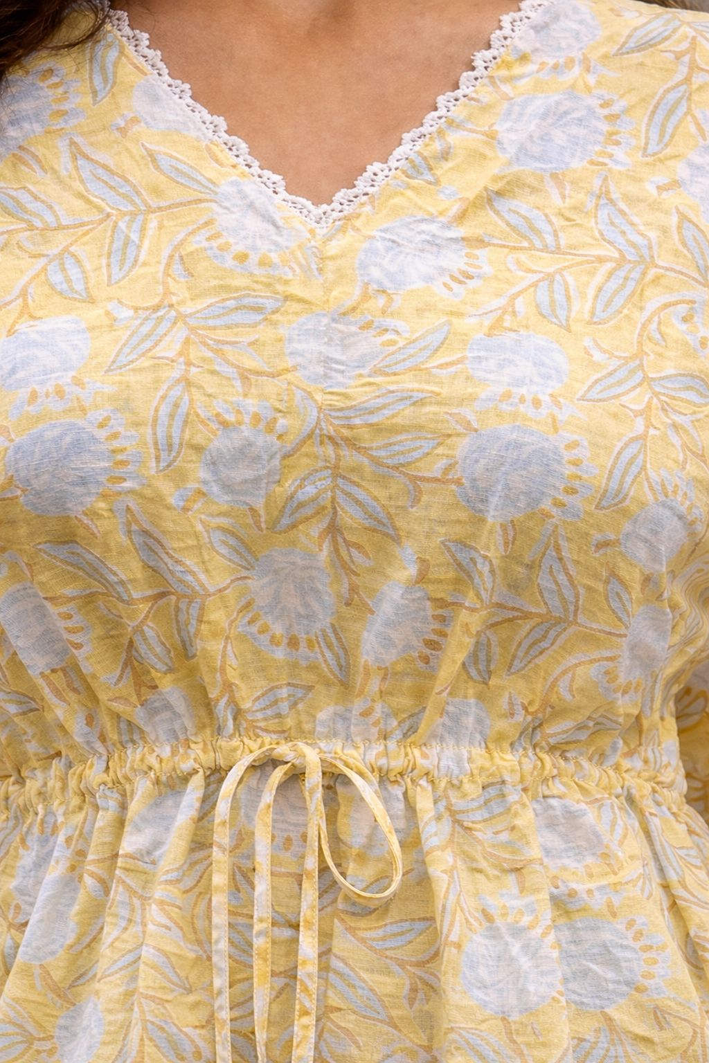 Womens Kaftan yellow floral print