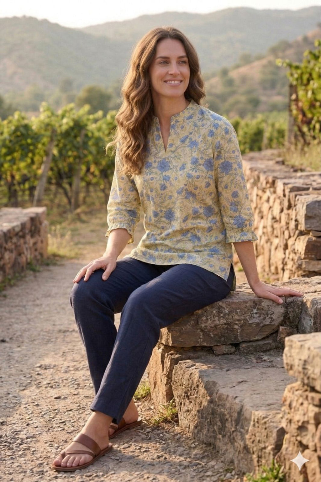 Womens Floral Kurta Top