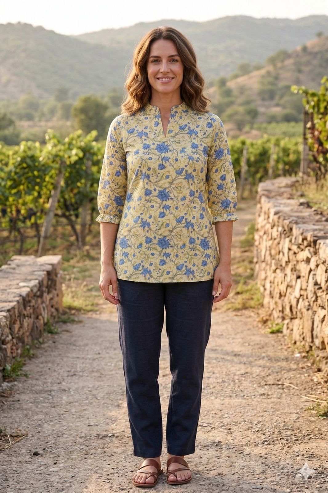 Womens Floral Kurta Top