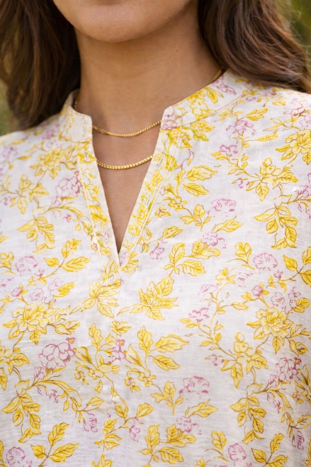 Womens yellow floral top