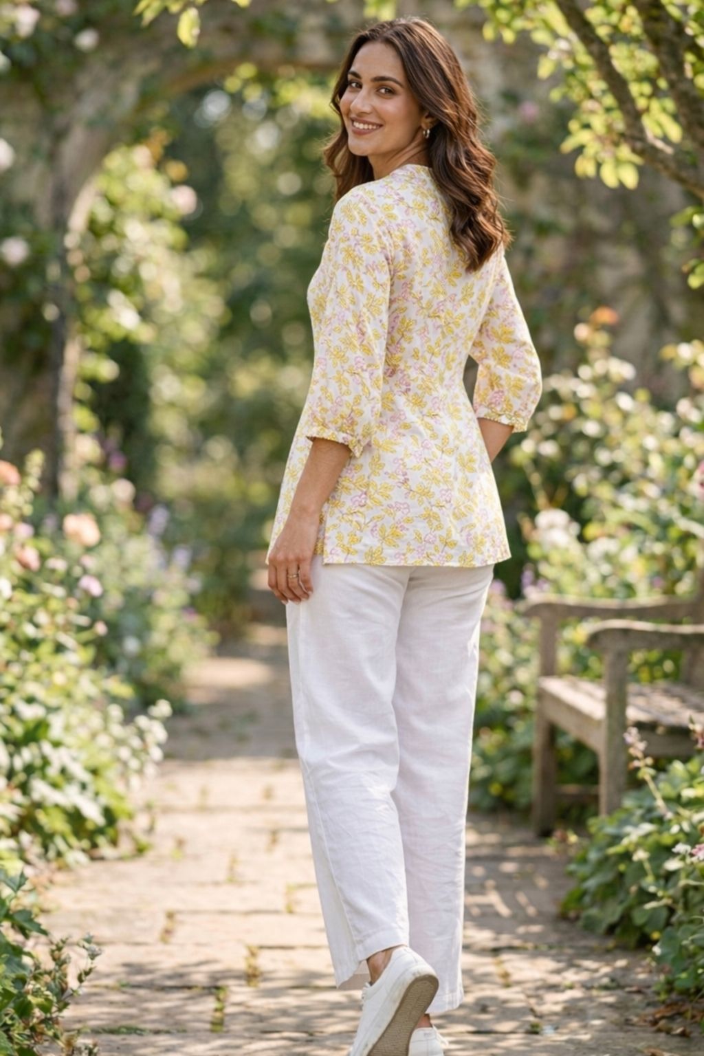Womens yellow floral top
