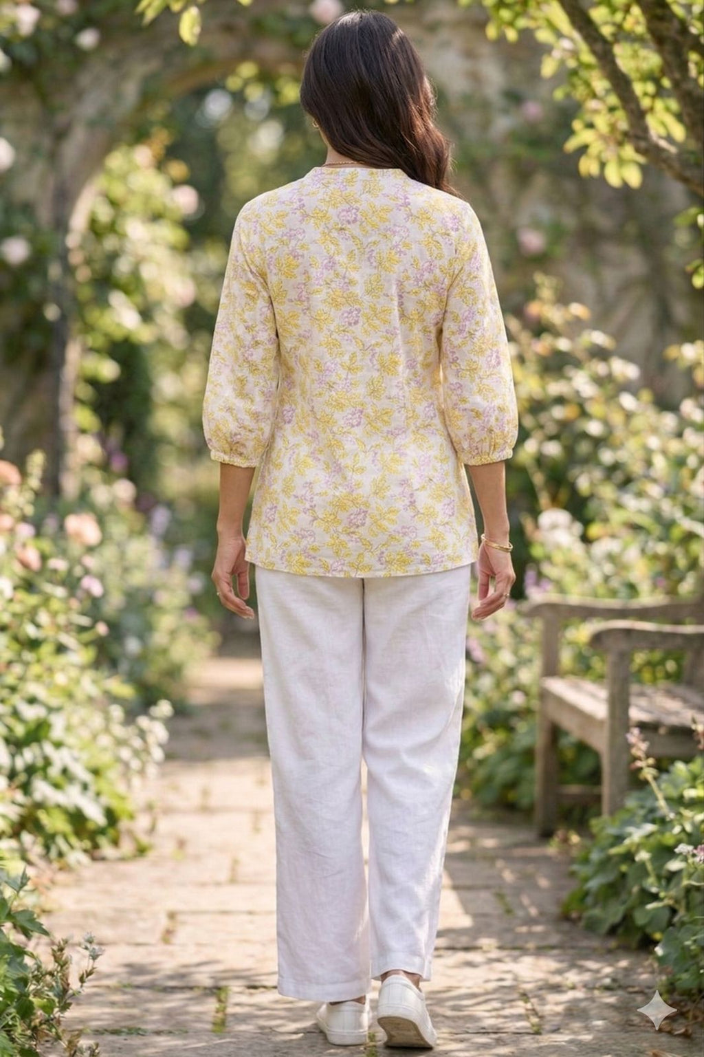 Womens yellow floral top