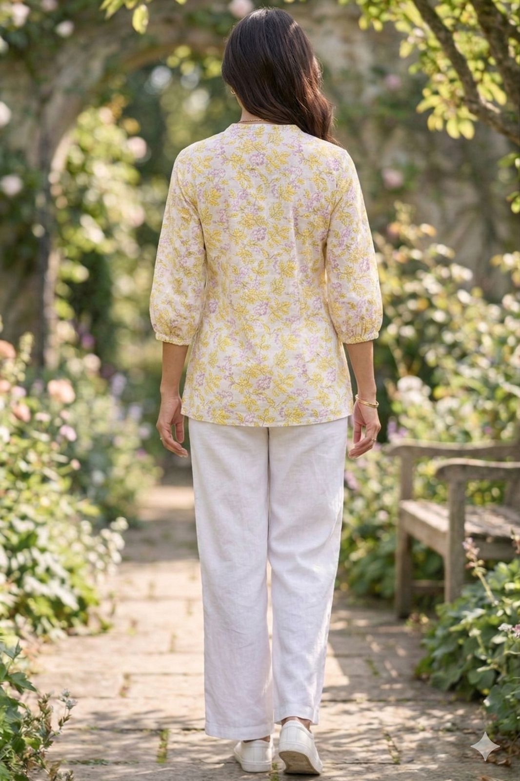 Womens yellow floral top