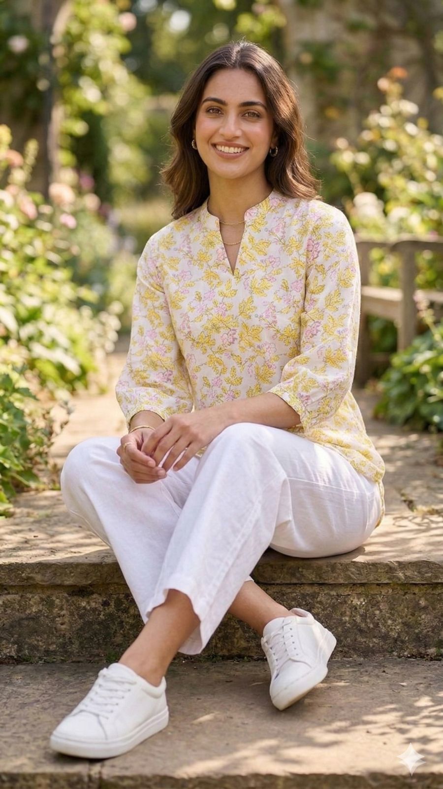 Womens yellow floral top