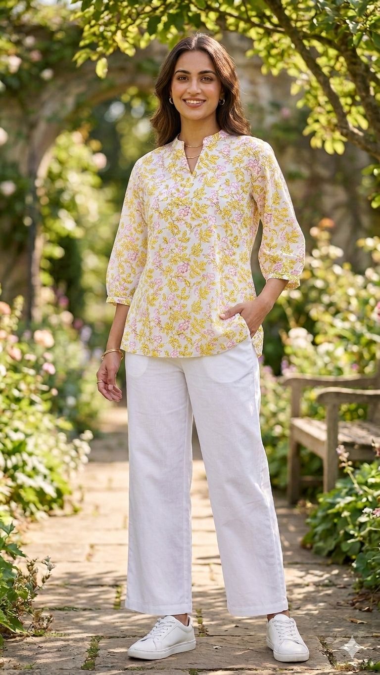 Womens yellow floral top
