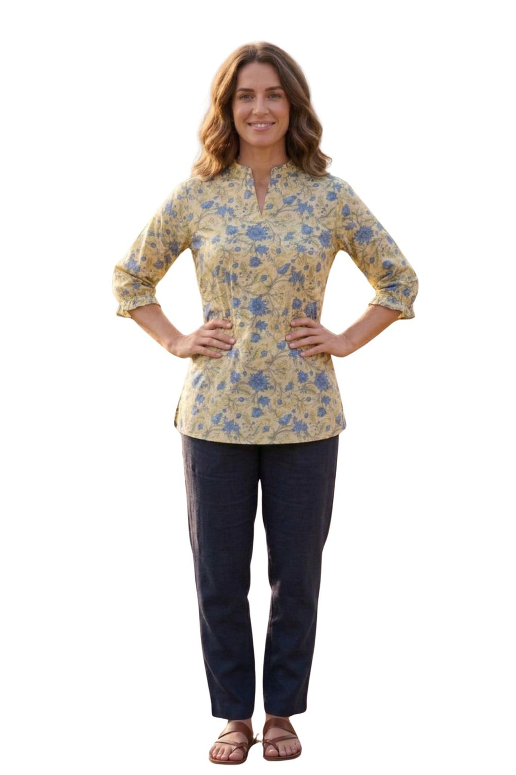 Womens Floral Kurta Top
