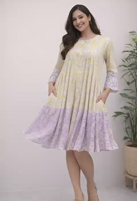 Women Yellow Cotton dress