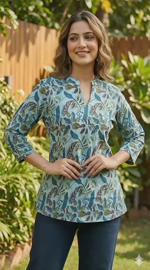 Women Indigo Cotton Top