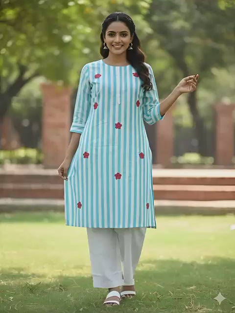 Women Blue Cotton